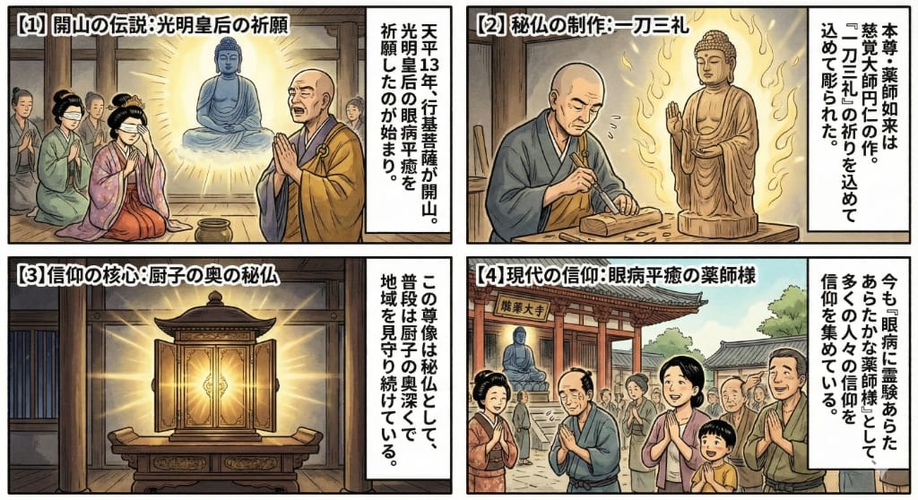 薬師如来と慈林寺の伝説 4コマ漫画